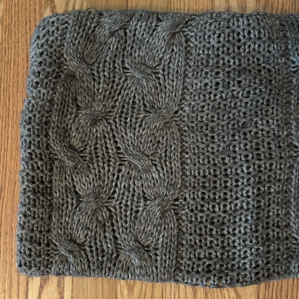 Restoration Hardware Grey Cable Knit Wool & Alpaca Pillow Cover